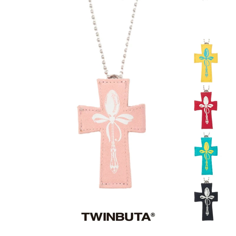 TWINBUTA Buta Cross Cross Pendant Card Holder Fashion Necklace