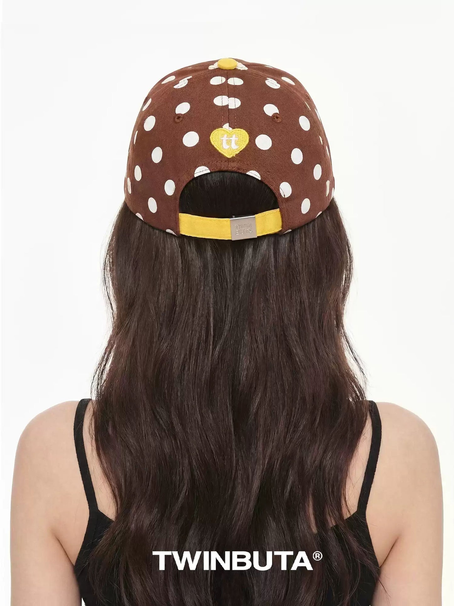 TWINBUTA Polka Dot Contrast Cutout Embroidery Baseball Cap