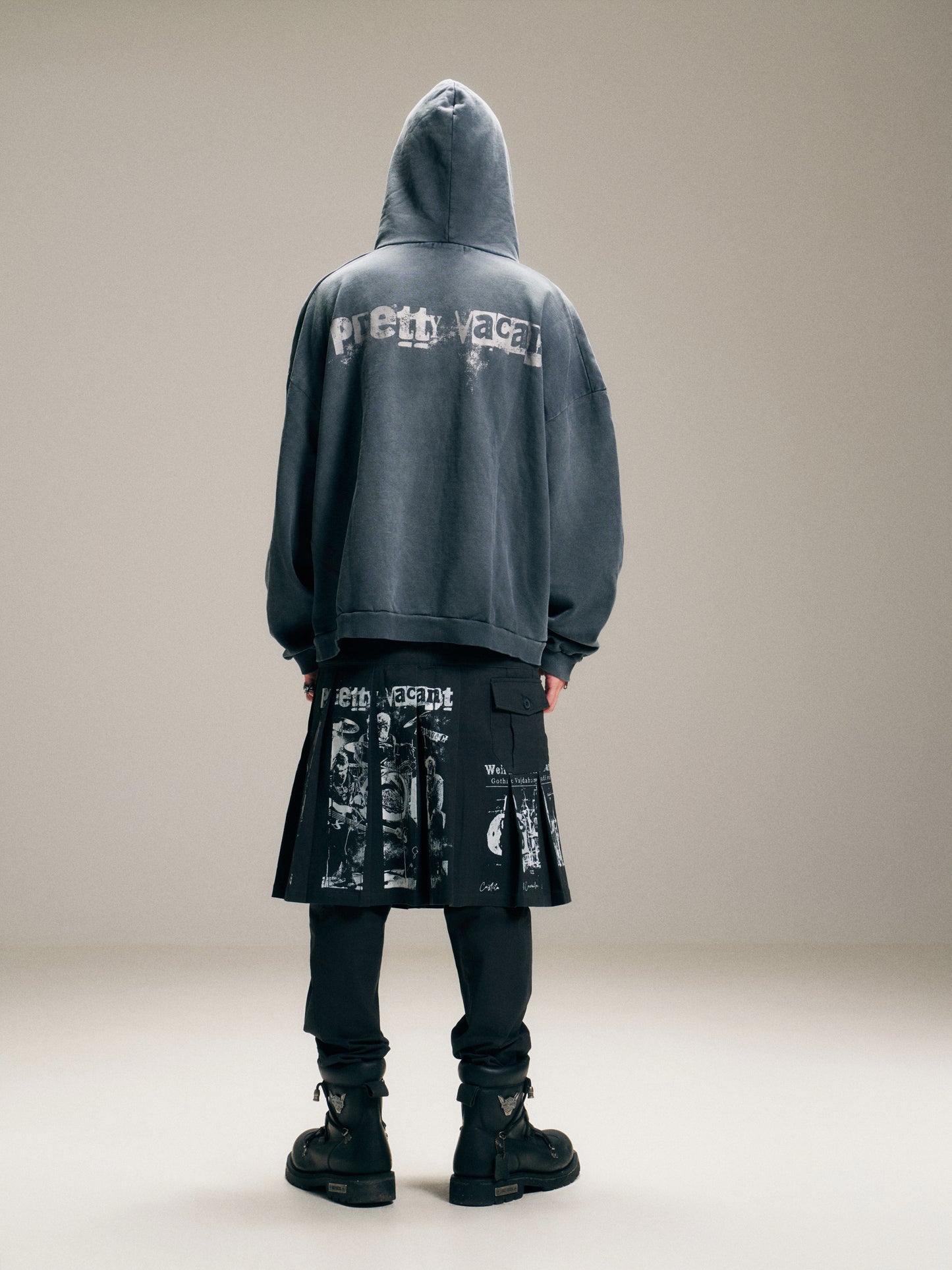VENTUREK Punk Rock Washed Thickened Fleece Zip Hoodie Men's Women's Short Loose