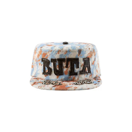 Horsehair Bead Embellished Leather Patch Flat Brim Hat