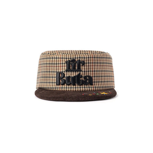 Houndstooth Flat Top Vintage Corduroy Embroidered Baseball Cap