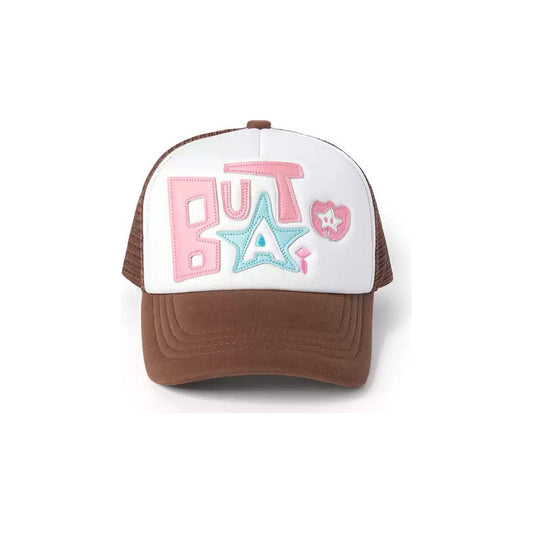 Patchwork Embroidery Contrast Trucker Cap