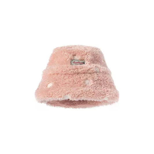 Pink Fleece Polka Dot Embroidery Bucket Hat Winter Warm