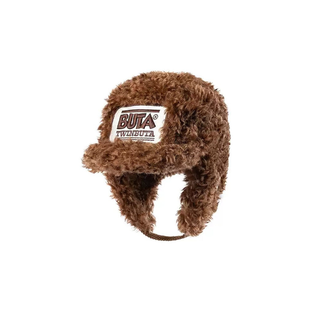 Plush 3D Embroidery Earflap Hat
