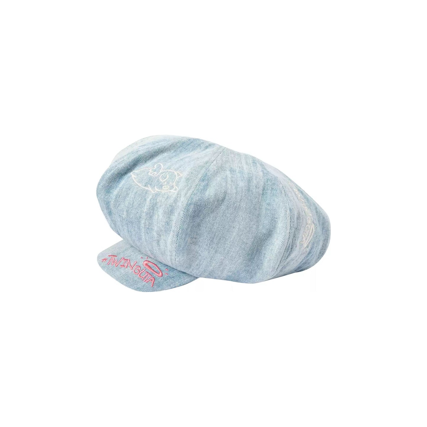 Washed Denim Embroidered Cloud Bucket Hat