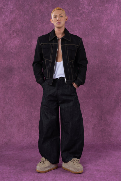Zip-Front Denim Work Jacket