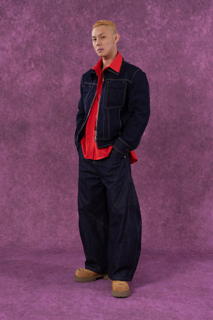 Zip-Front Denim Work Jacket
