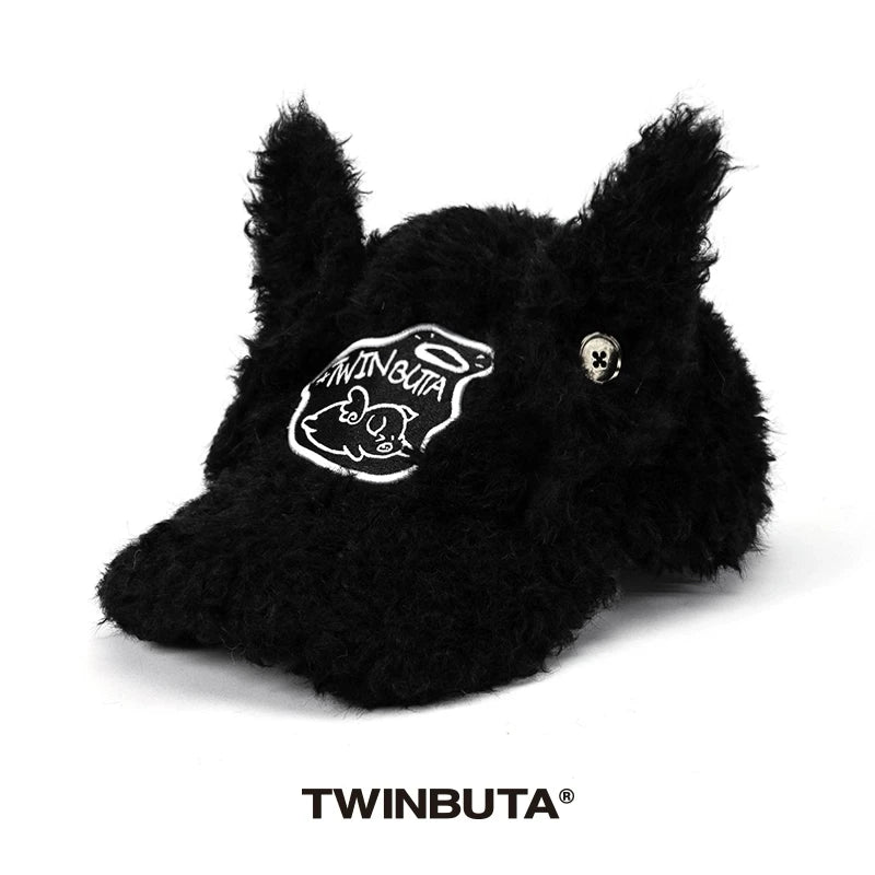 TWINBUTA BUTA HEART Embroidered Plush Baseball Cap