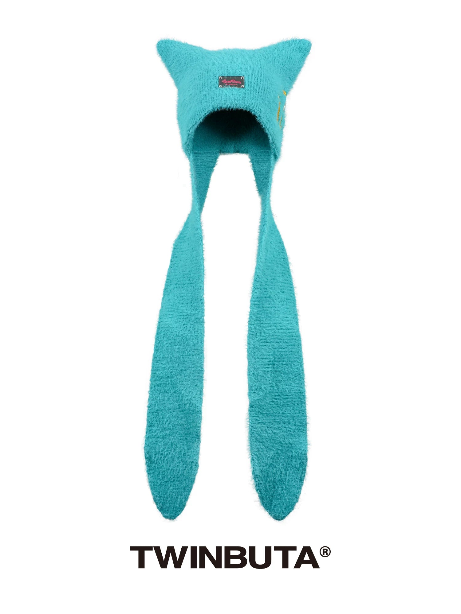 TWINBUTA BUTA KITTY Embroidered Knit Beanie Cat Ear Scarf Hat