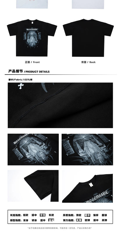 Premium Washed Short Sleeve T-Shirt — Letter Print Streetwear - Photo 3