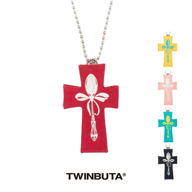 TWINBUTA Buta Cross Cross Pendant Card Holder Fashion Necklace