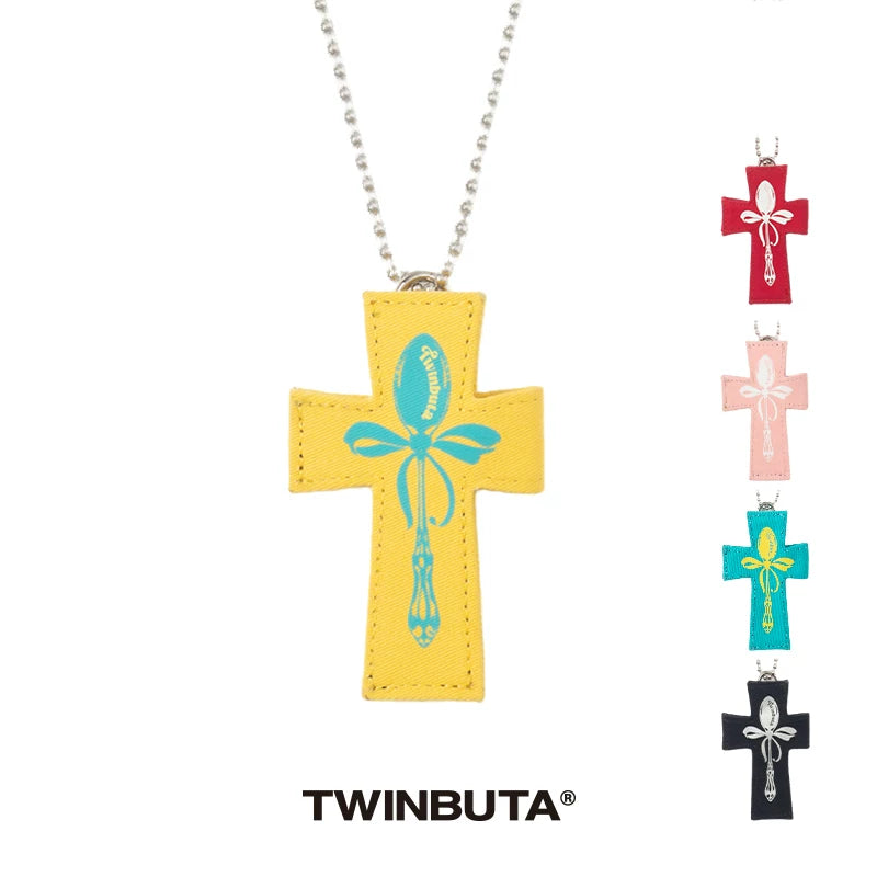 TWINBUTA Buta Cross Cross Pendant Card Holder Fashion Necklace