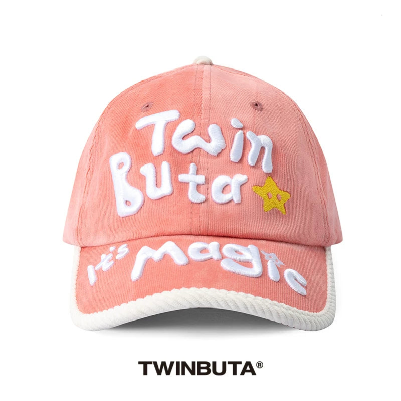 TWINBUTA Colorblock Corduroy Baseball Cap With Embroidery