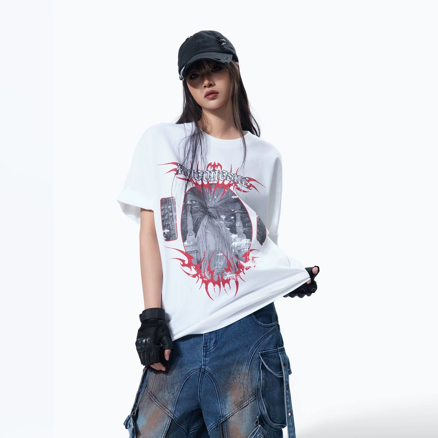 Premium Washed Short Sleeve T-Shirt — Letter Print Streetwear