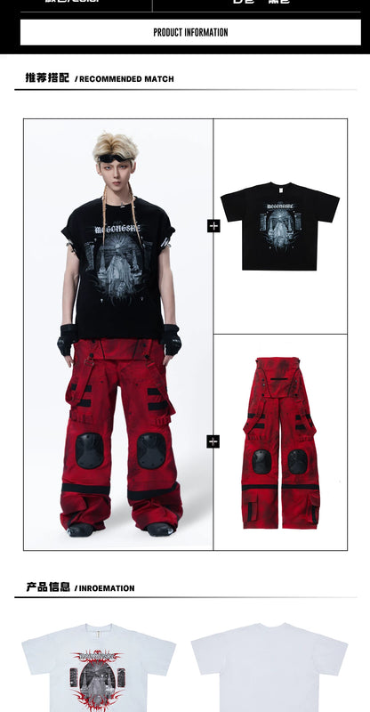 Premium Washed Short Sleeve T-Shirt — Letter Print Streetwear - Photo 2