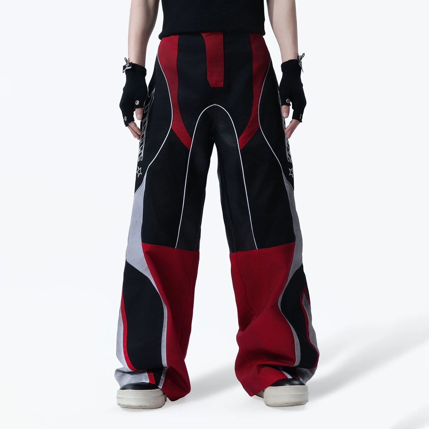 MOGONGSHE Deconstructed Contrast Stitching Wide-Leg Cargo Pants