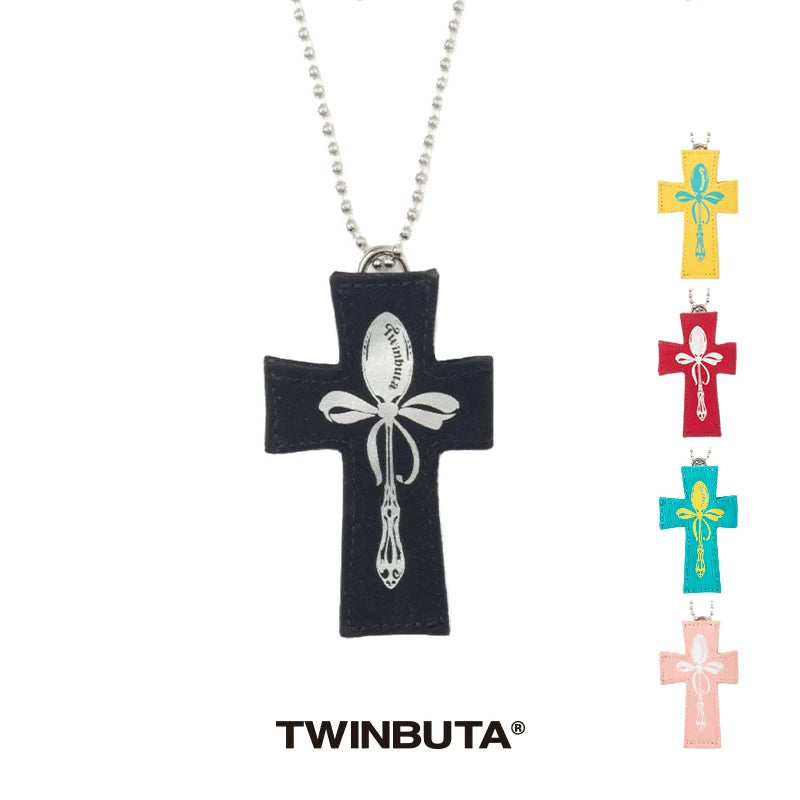 TWINBUTA Buta Cross Cross Pendant Card Holder Fashion Necklace