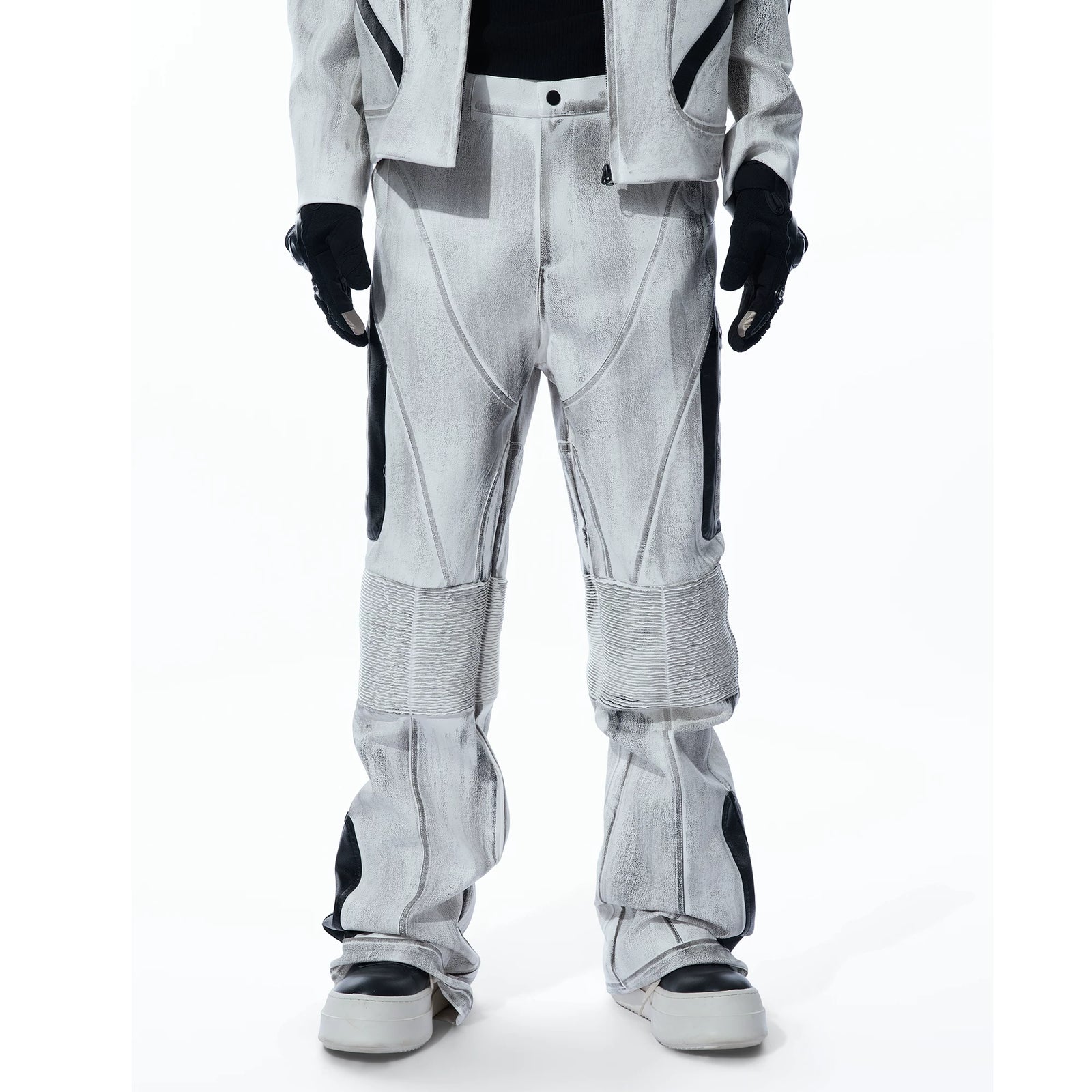 MOGONGSHE Deconstructed Tactical Faux Leather Motorcycle Jacket
