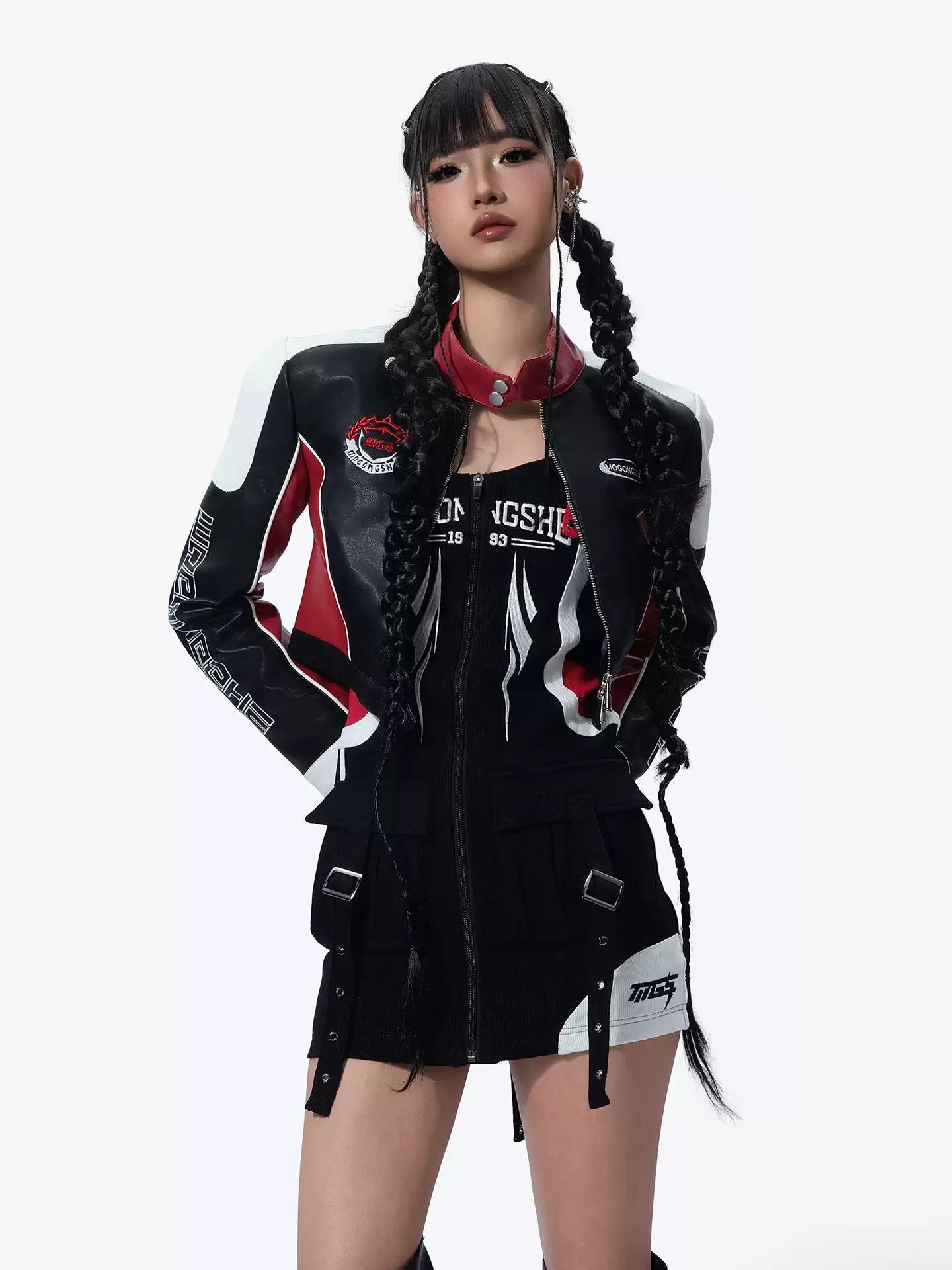 MOGONGSHE American Vintage Heavy Washed PU Leather Jacket Motorcycle Style Short Fit