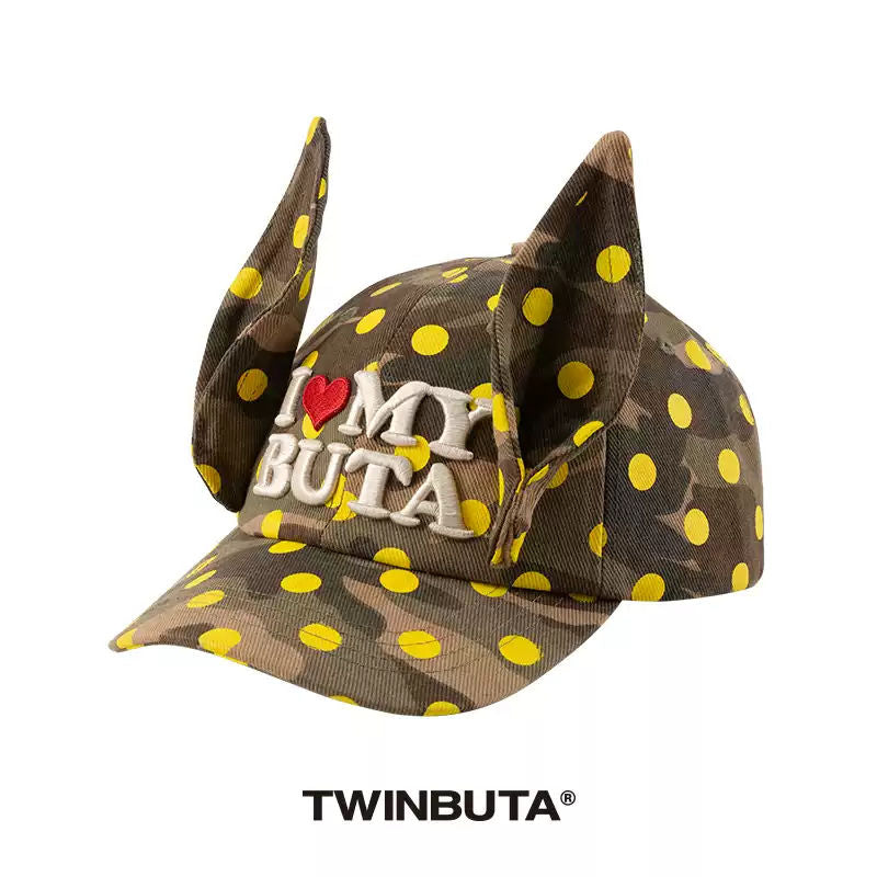 TWINBUTA Don't Touch My Ears Camo Dot Baseball Cap