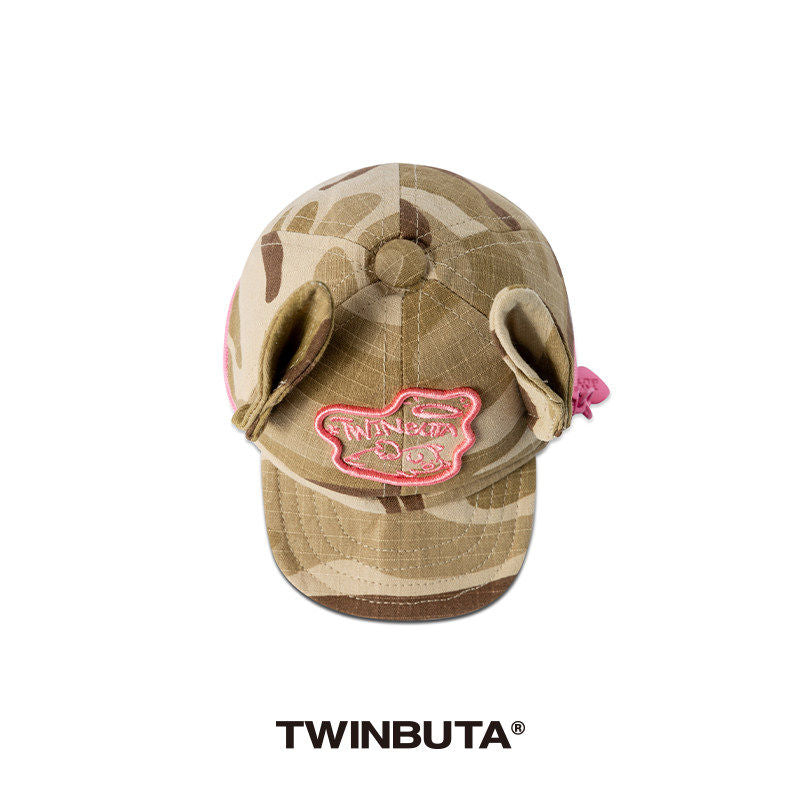 TWINBUTA Don't Touch My Ears Camo Ear Baseball Bag Shape Lanyard Small Pouch