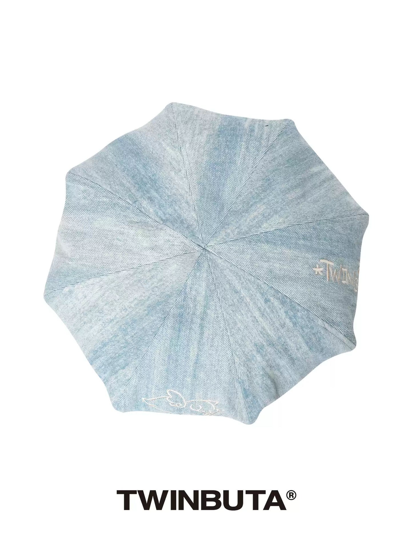 TWINBUTA Washed Denim Embroidered Cloud Bucket Hat Unisex