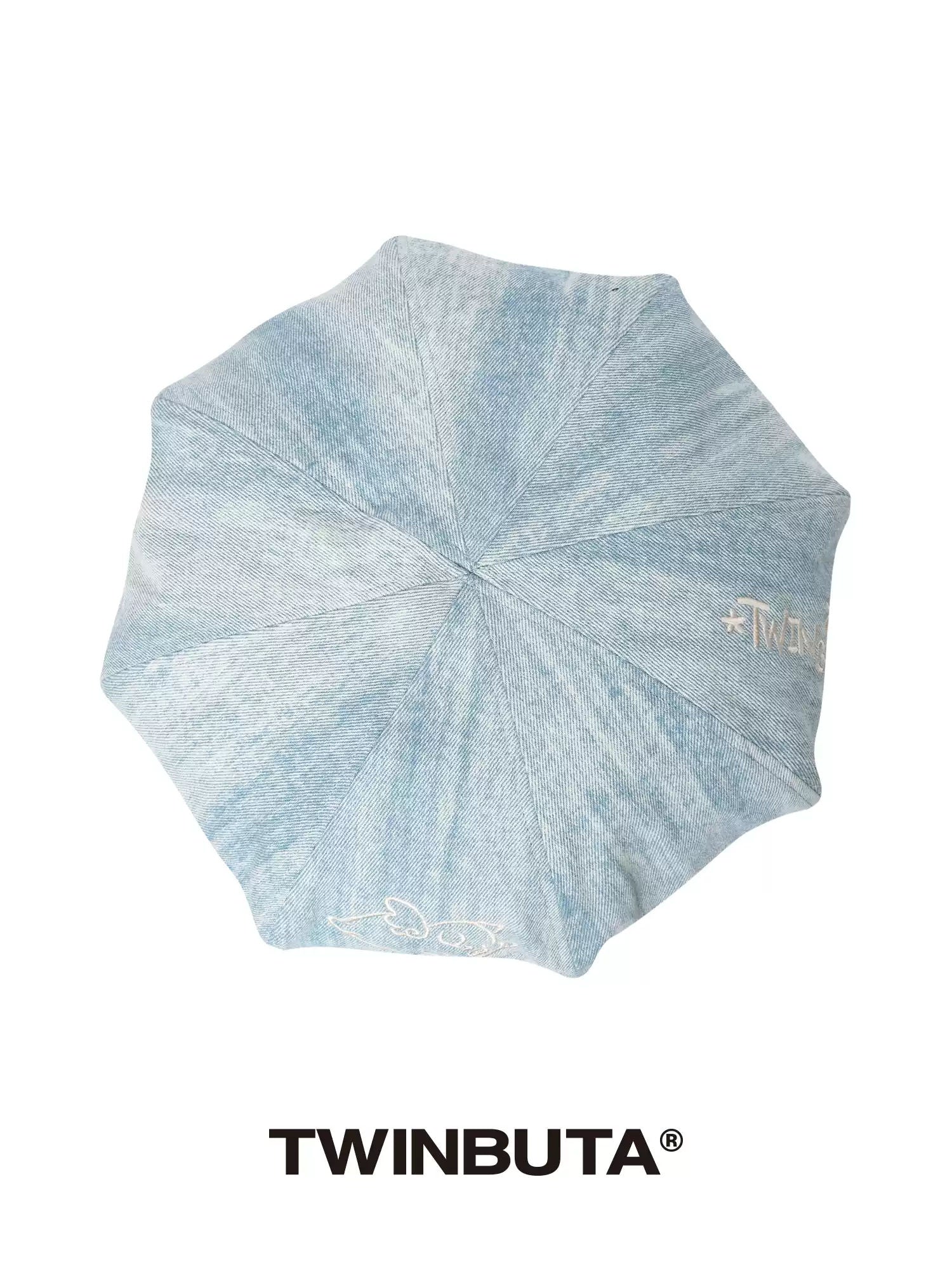 TWINBUTA Washed Denim Embroidered Cloud Bucket Hat Unisex