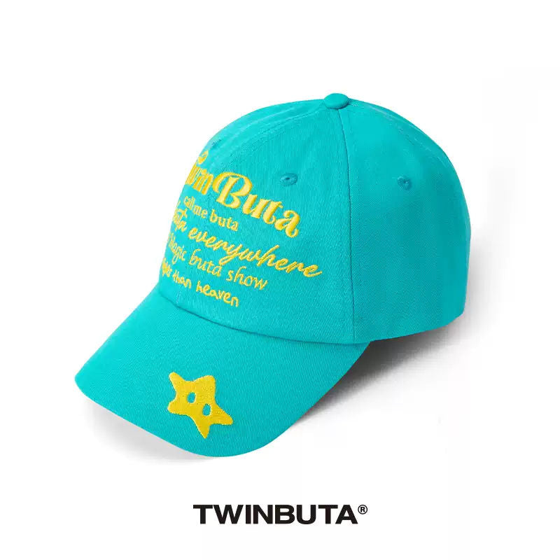 TWINBUTA Colorblock Embroidery Slogan Baseball Cap