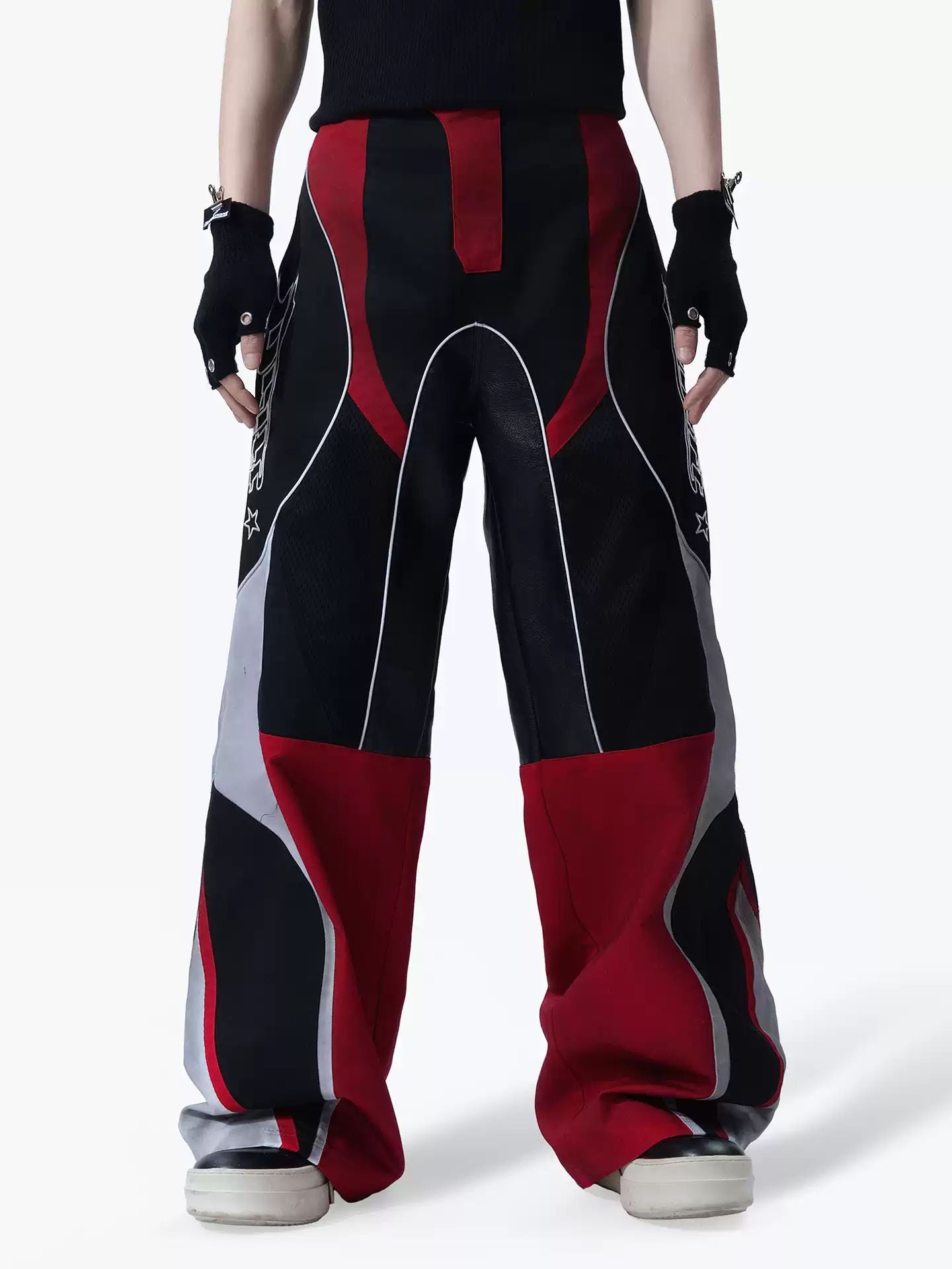 MOGONGSHE Deconstructed Contrast Stitching Wide-Leg Cargo Pants