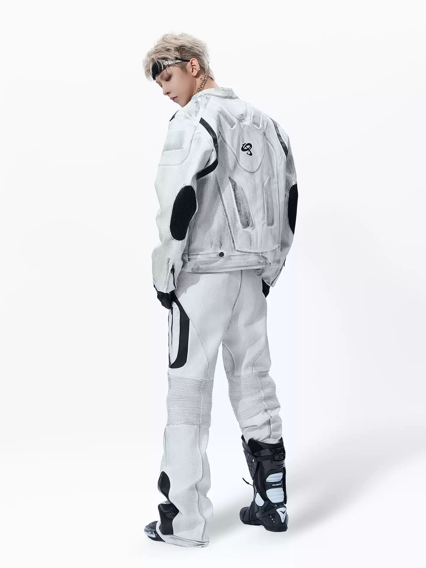 MOGONGSHE Deconstructed Tactical Faux Leather Motorcycle Jacket