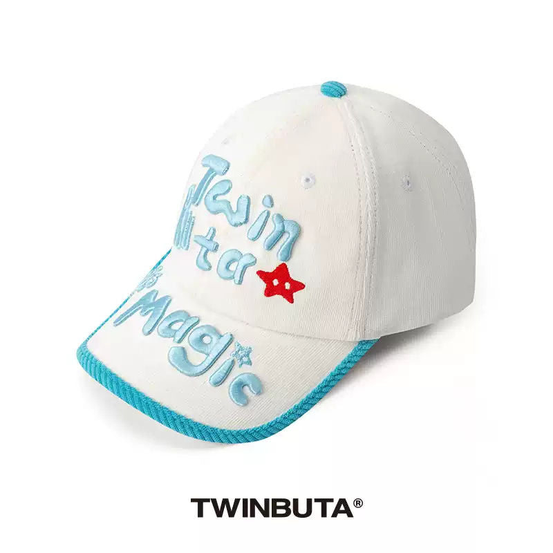 TWINBUTA Colorblock Corduroy Baseball Cap With Embroidery