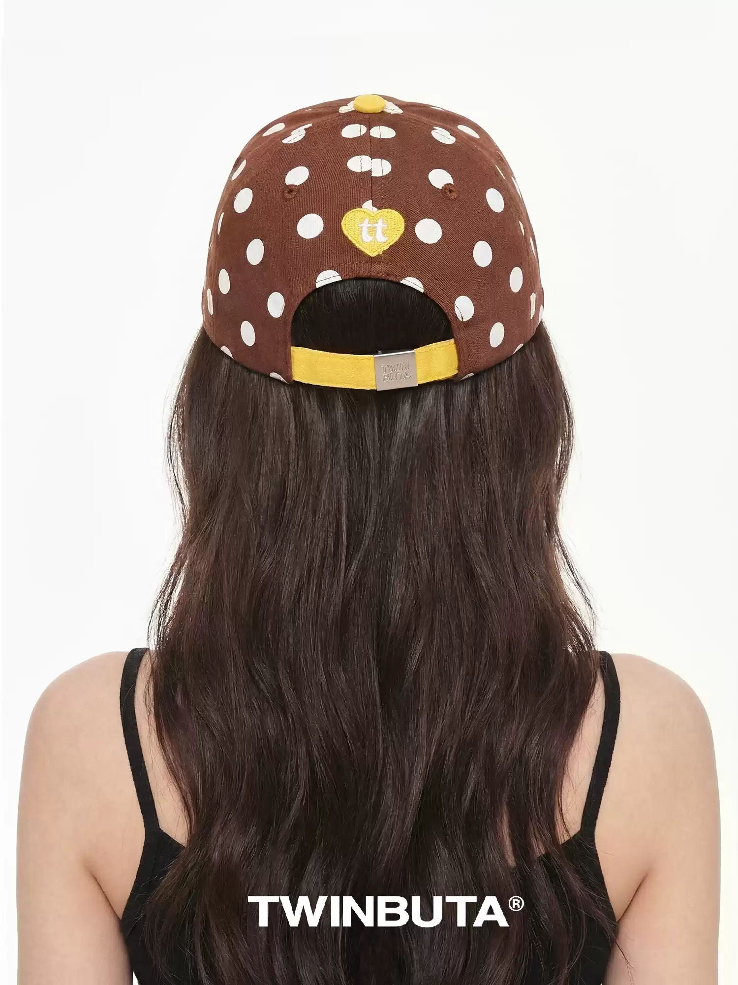 TWINBUTA Polka Dot Contrast Cutout Embroidery Baseball Cap