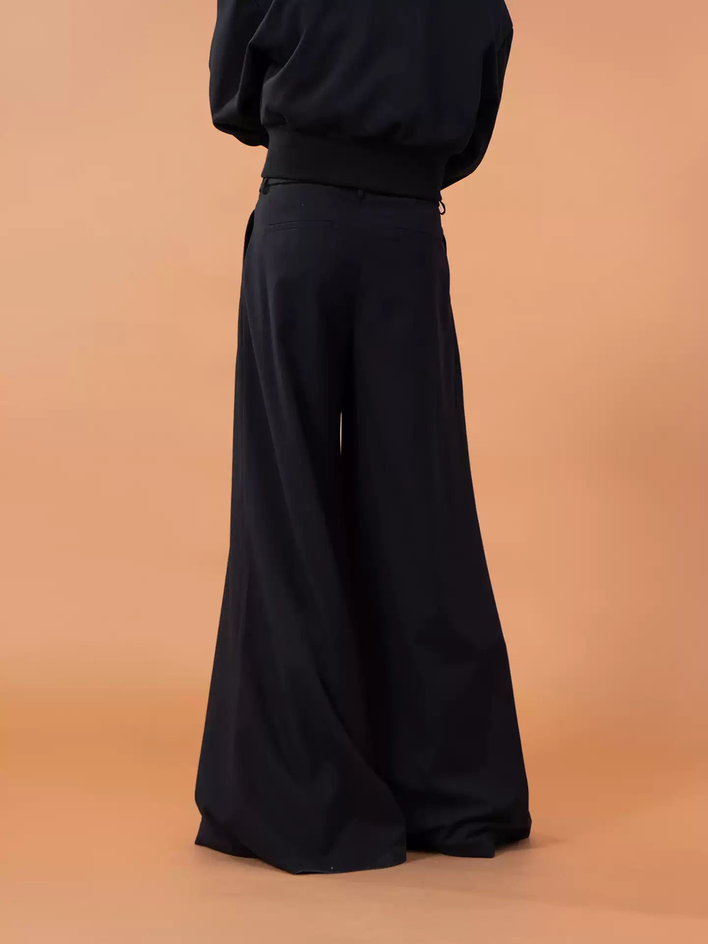 Black Wide Leg Long Trousers Men's Loose Straight Retro High Street