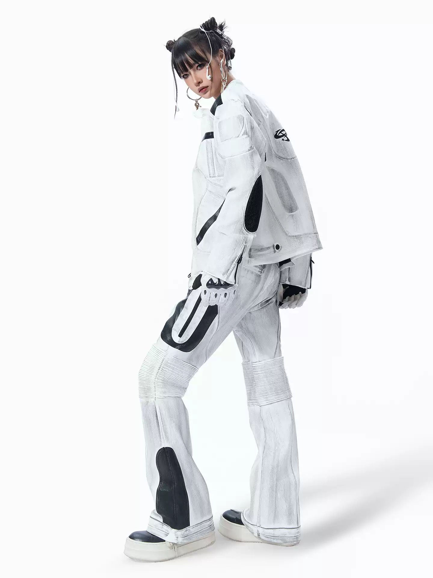 MOGONGSHE Deconstructed Tactical Faux Leather Motorcycle Jacket