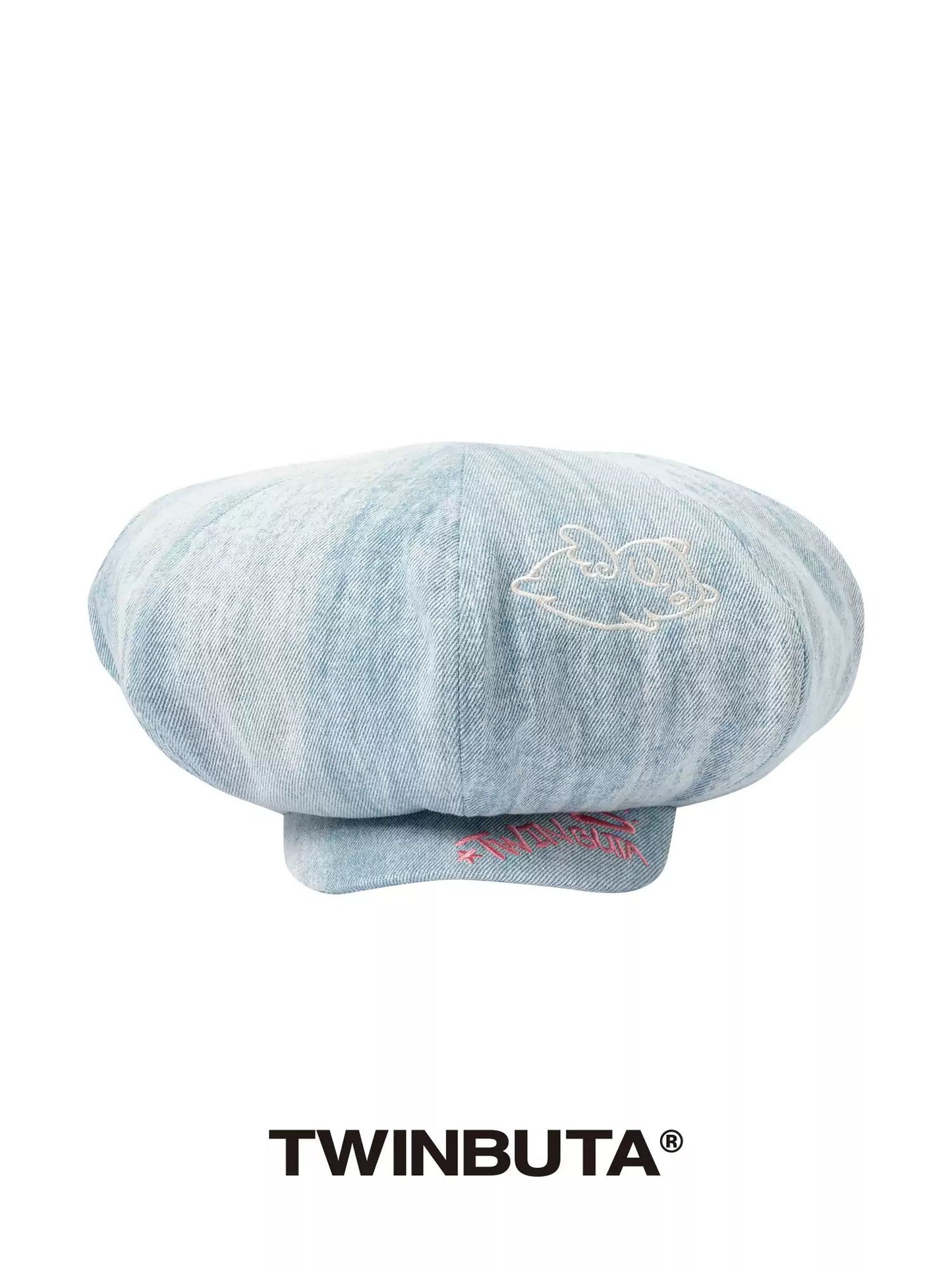 TWINBUTA Washed Denim Embroidered Cloud Bucket Hat Unisex