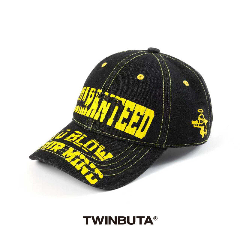 TWINBUTA Rebellious Cupid Washed Contrast Screen Print Baseball Cap