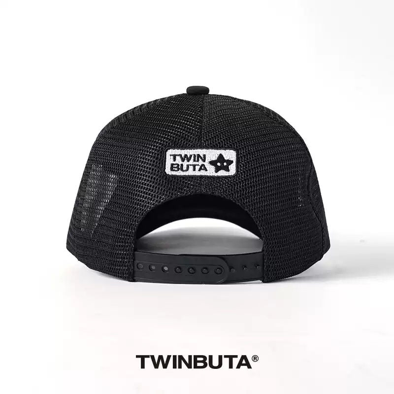 TWINBUTA Patchwork Embroidery Contrast Trucker Cap
