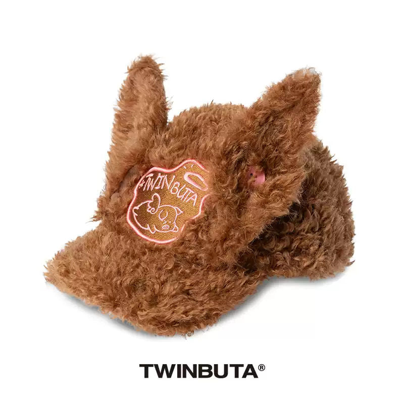 TWINBUTA BUTA HEART Embroidered Plush Baseball Cap